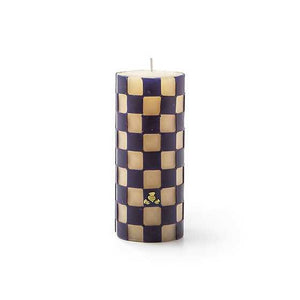 Check Pillar Candle - Navy - 6"