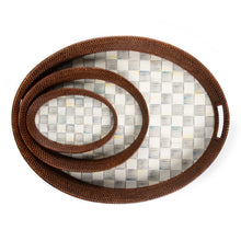 Cargar imagen en el visor de la galería, Sterling Check Rattan &amp; Enamel Party Tray