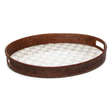 Cargar imagen en el visor de la galería, Sterling Check Rattan &amp; Enamel Party Tray