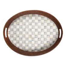 Cargar imagen en el visor de la galería, Sterling Check Rattan &amp; Enamel Party Tray