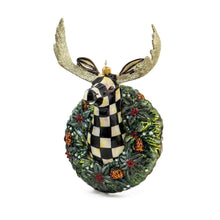 Cargar imagen en el visor de la galería, Glass Ornament - Moose Head Wreath