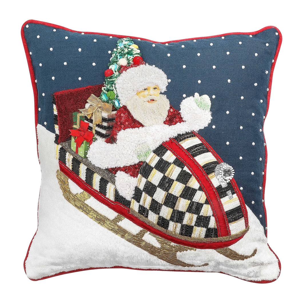 Santa Snowmobile Pillow