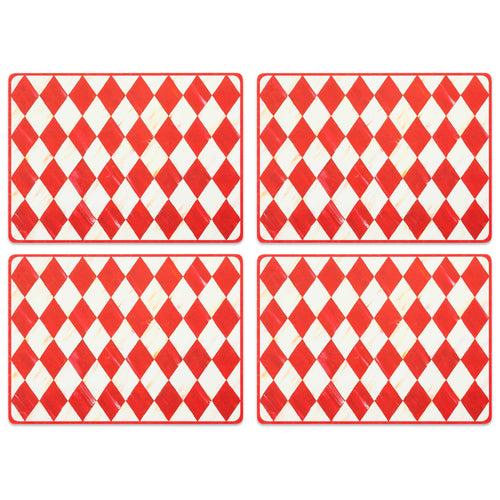 Red Harlequin Cork Back Placemats - Set of 4