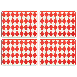 Red Harlequin Cork Back Placemats - Set of 4