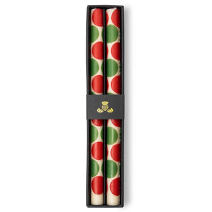 Macrodot Dinner Candles - Red & Green - Set of 2