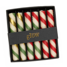 Cargar imagen en el visor de la galería, Mini Dinner Candles - Candy Cane - Set of 6
