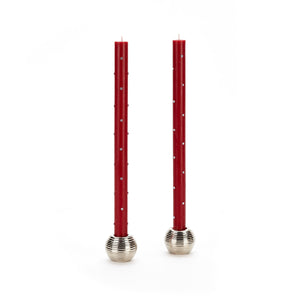 Sparkle Dinner Candles - Red - Set of 2
