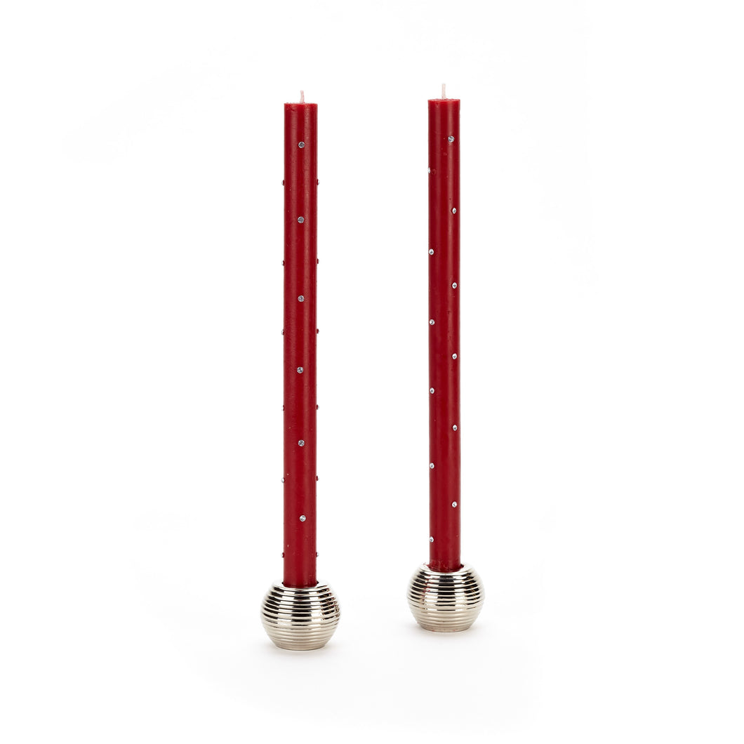 Sparkle Dinner Candles - Red - Set of 2