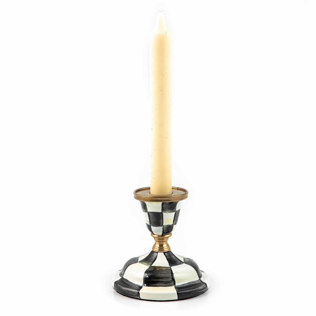 Courtly Check Enamel Candlestick - Short