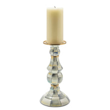 Cargar imagen en el visor de la galería, Sterling Check Enamel Pillar Candlestick - Large