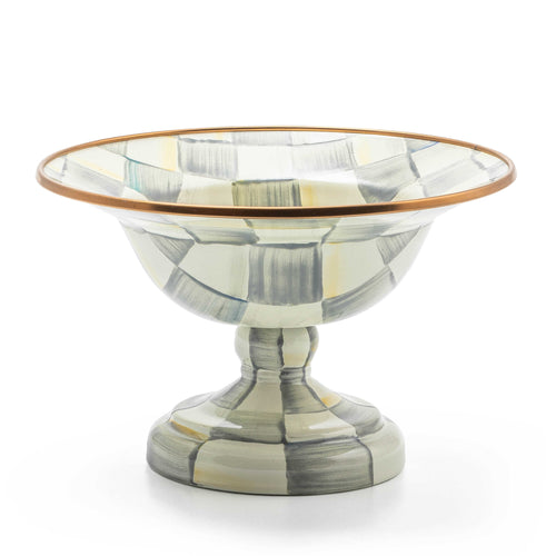 Sterling Check Enamel Compote - Small