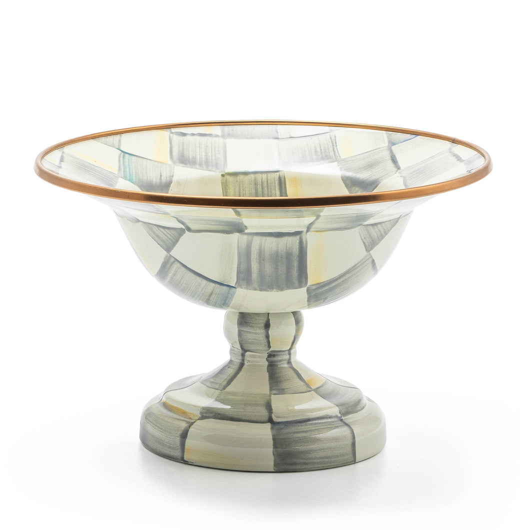 Sterling Check Enamel Compote - Small