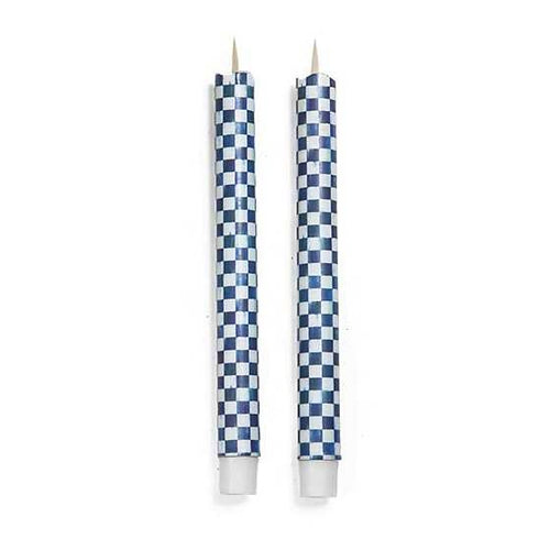 Royal Check Flicker Dinner Candles - Set of 2