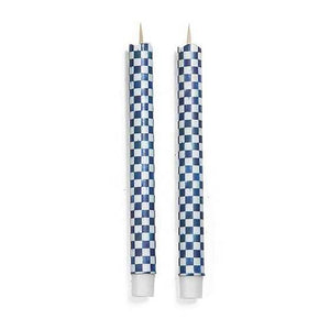 Royal Check Flicker Dinner Candles - Set of 2