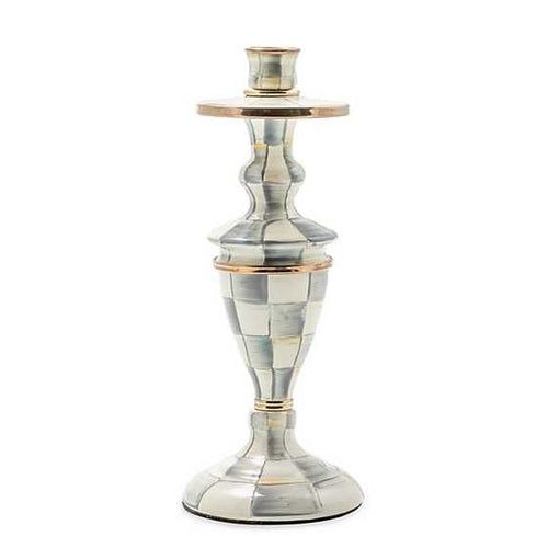 Sterling Check Enamel Candlestick - Medium