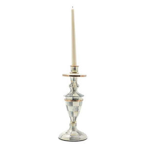 Sterling Check Enamel Candlestick - Medium