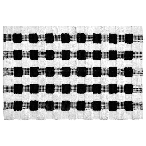 Texture Check Basic Bath Rug - Black and White