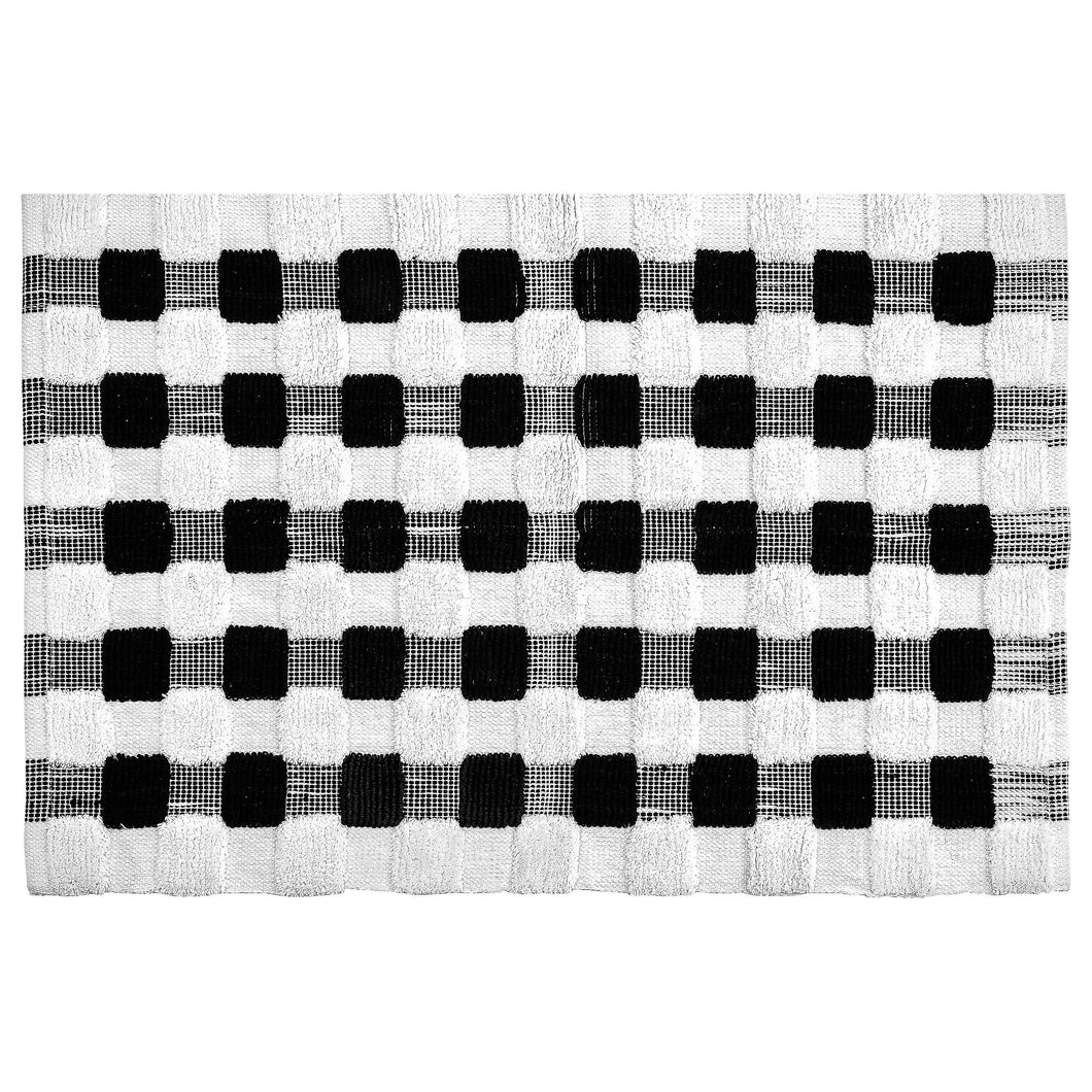 Texture Check Basic Bath Rug - Black and White