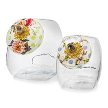 Cargar imagen en el visor de la galería, Cookie Jar with Wildflowers Green Enamel Lid