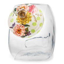 Cargar imagen en el visor de la galería, Cookie Jar with Wildflowers Green Enamel Lid