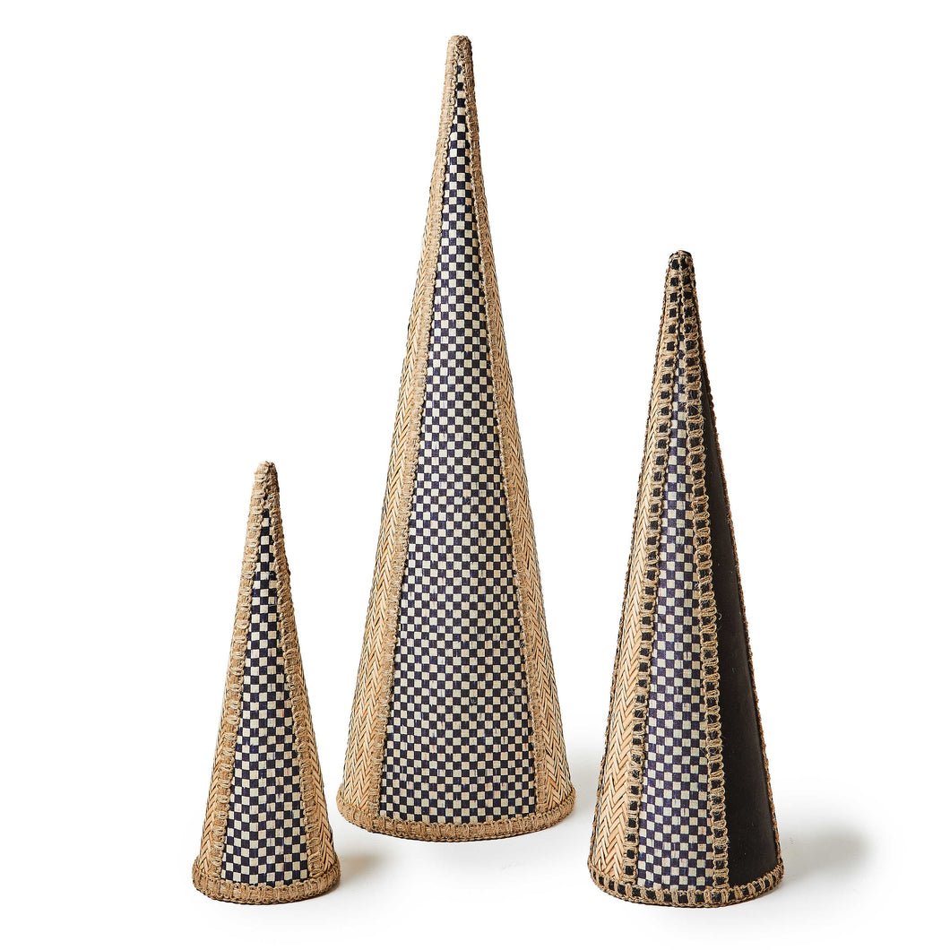 Farmhouse Holiday Rattan Cone Trees, Set of 3