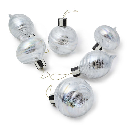 Silver Mercury Glass Assorted Ornaments, Set of 6
