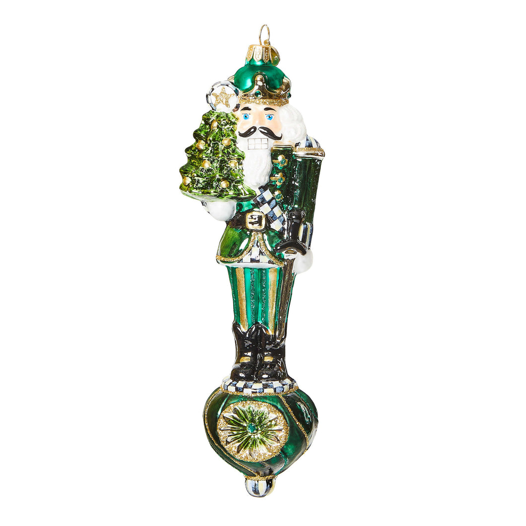Emerald Luxe Nutcracker on Reflector Glass Ornament