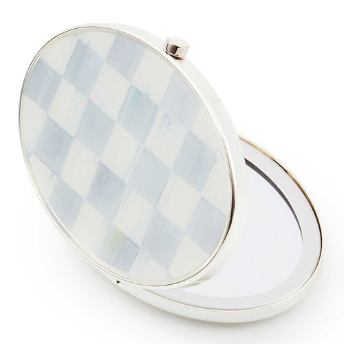 Sterling Check Silver Plated Compact Mirror