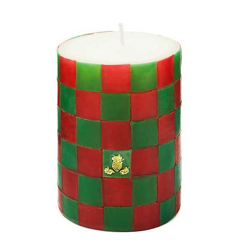 Check Red & Green 4* Pillar Candle