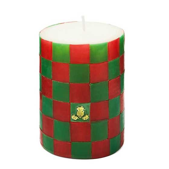 Check Red & Green 4* Pillar Candle