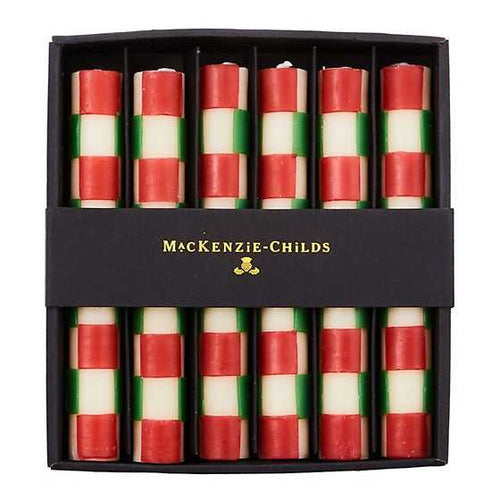 Check Red & Green Mini Dinner Candles - Set of 6
