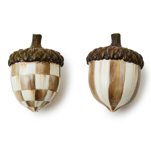 Mocha Check Acorns - Set of 2