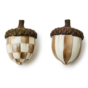 Mocha Check Acorns - Set of 2