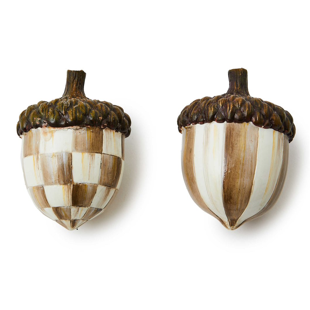 Mocha Check Acorns - Set of 2