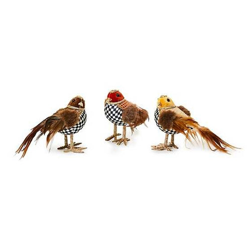 Autumnology Velvet Check Birds - Set of 3