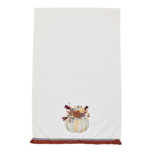 Autumn Frost Pumpkin Applique Dish Towel