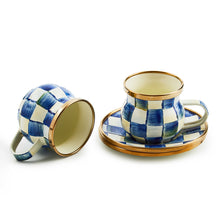 Cargar imagen en el visor de la galería, Royal Check Espresso Cup &amp; Saucer Set