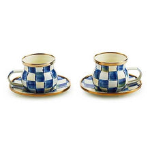 Cargar imagen en el visor de la galería, Royal Check Espresso Cup &amp; Saucer Set