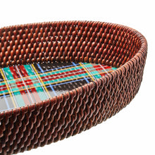 Cargar imagen en el visor de la galería, Tartan Large Black Rattan Serving Tray
