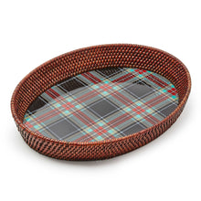 Cargar imagen en el visor de la galería, Tartan Large Black Rattan Serving Tray