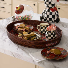Cargar imagen en el visor de la galería, Tartan Red Rattan Party Serving Tray