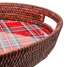 Cargar imagen en el visor de la galería, Tartan Red Rattan Party Serving Tray