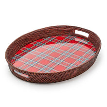 Cargar imagen en el visor de la galería, Tartan Red Rattan Party Serving Tray