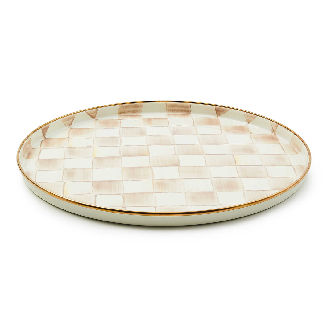 Mocha Check Round Tray