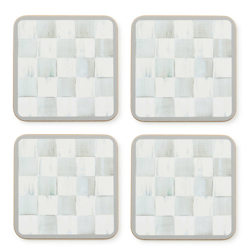 Sterling Check Cork Back Coasters, Set of 4