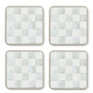 Sterling Check Cork Back Coasters, Set of 4