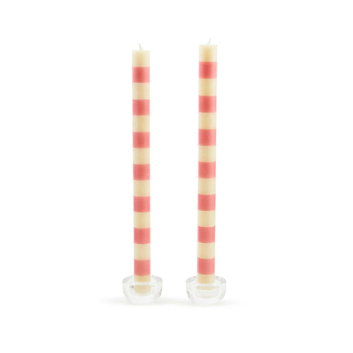 Bands Pink Dinner Candles, Set of 2