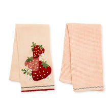 Cargar imagen en el visor de la galería, Strawberry Embroidered Dish Towels, Set of 2