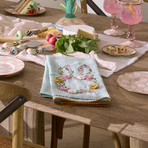 Floral Bunny Embroidered Dish Towel