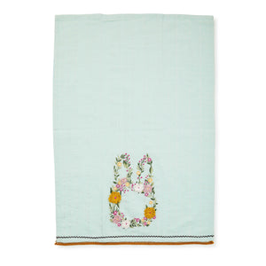 Floral Bunny Embroidered Dish Towel